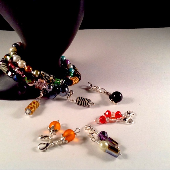 NWT Interchangeable Artisan Memory Wire Bracelet + wire wrapped dangles B101 - Picture 5 of 8